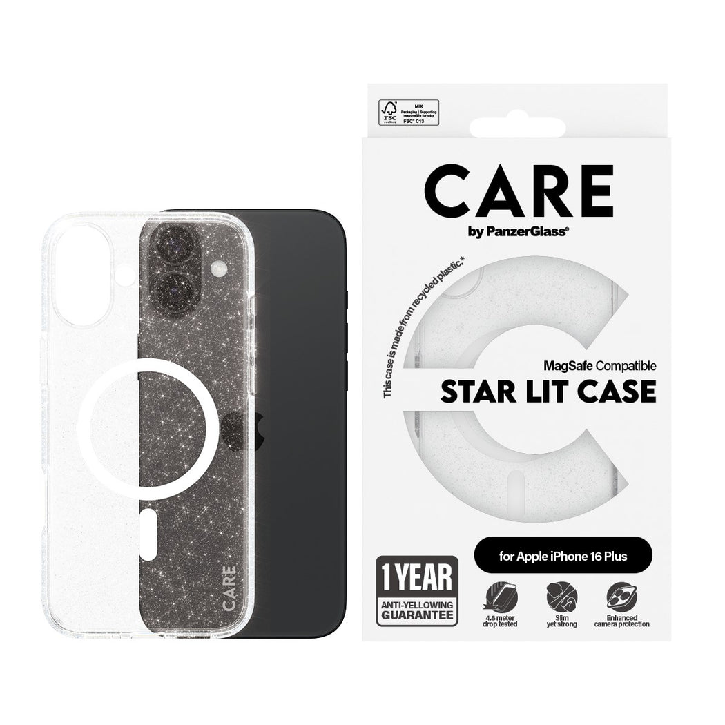 CARE by PanzerGlass® Case Flagship Star Lit w. White MagSafe iPhone 16 Plus