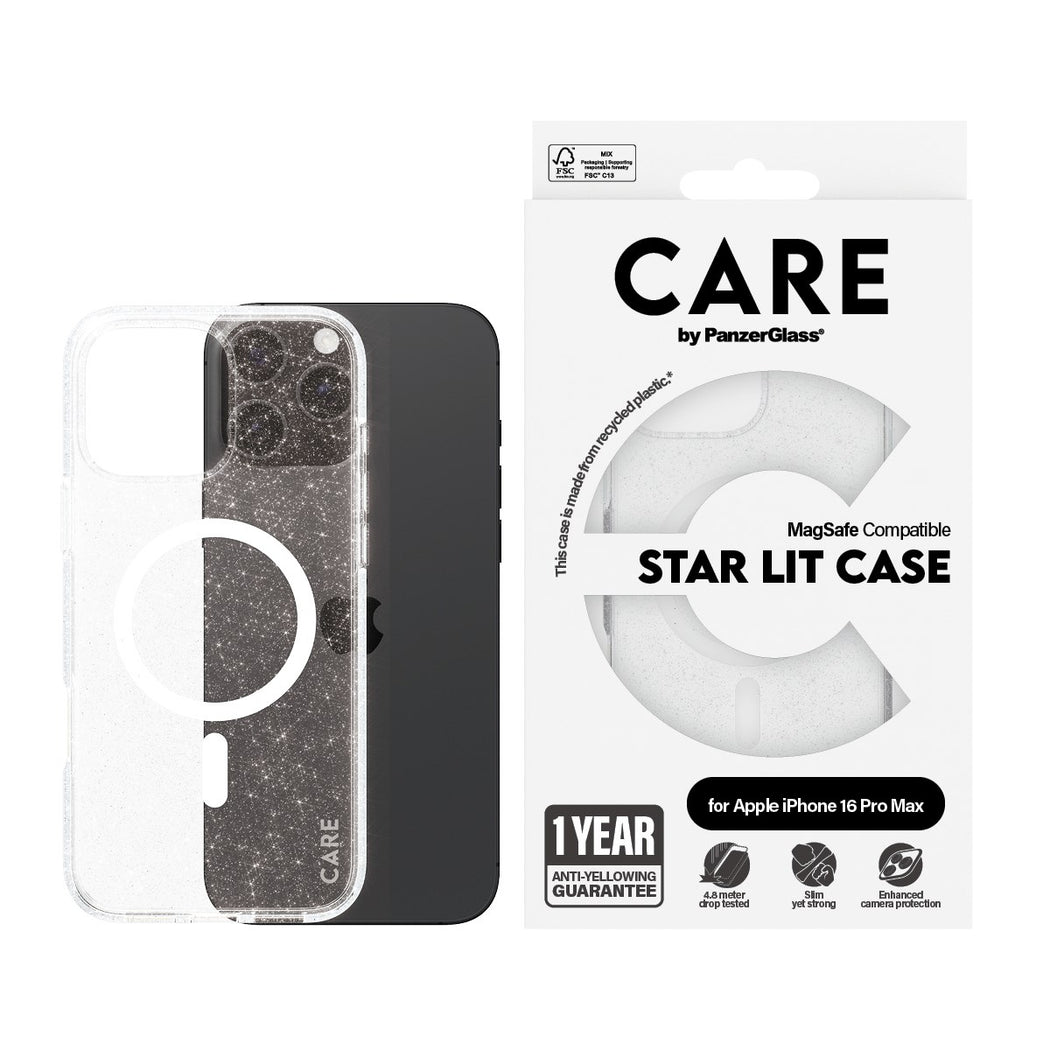 CARE by PanzerGlass® Case Flagship Star Lit w. White MagSafe iPhone 16 Pro Max