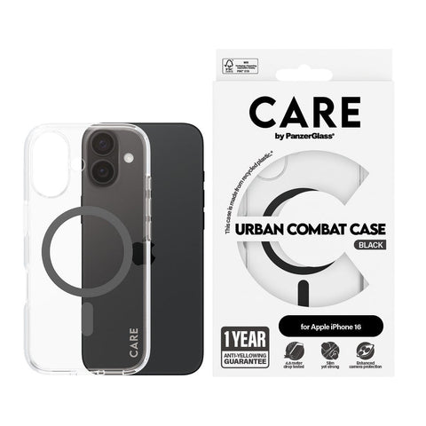 جراب CARE by PanzerGlass® الرائد باللون الأسود MagSafe لهاتف iPhone 16