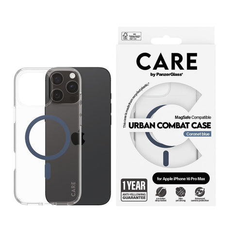 جراب CARE by PanzerGlass® الرائد باللون الأزرق MagSafe لهاتف iPhone 16 Pro Max