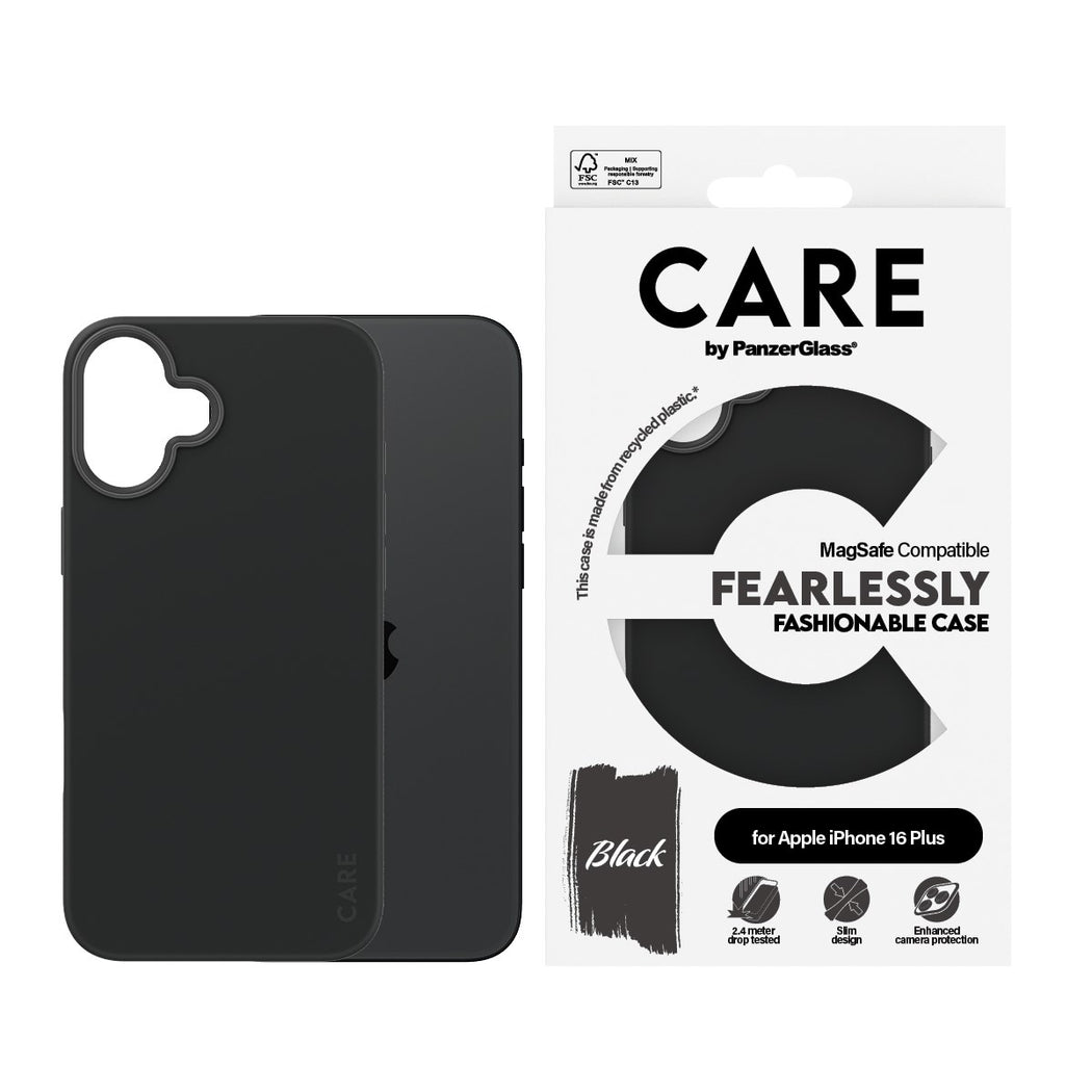 CARE by PanzerGlass® Case Fashion Black MagSafe iPhone 16 Plus