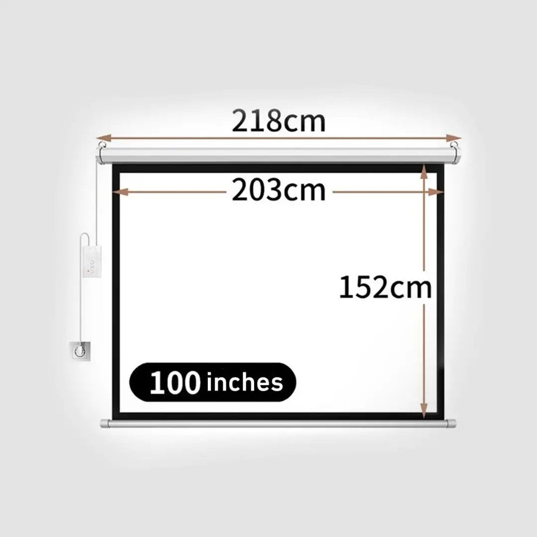 100-Inch Motorized Projector Screen Retractable Foldable Display with Remote Control, Matte White HD Viewing Screen