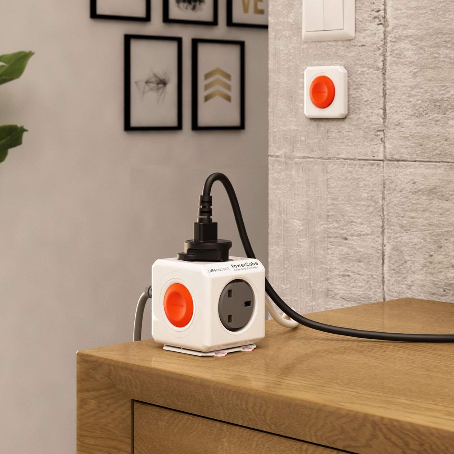 PowerCube Extended Remote Set UK 1.5m – 4-Socket Power Cube with Wireless Remote Switch
