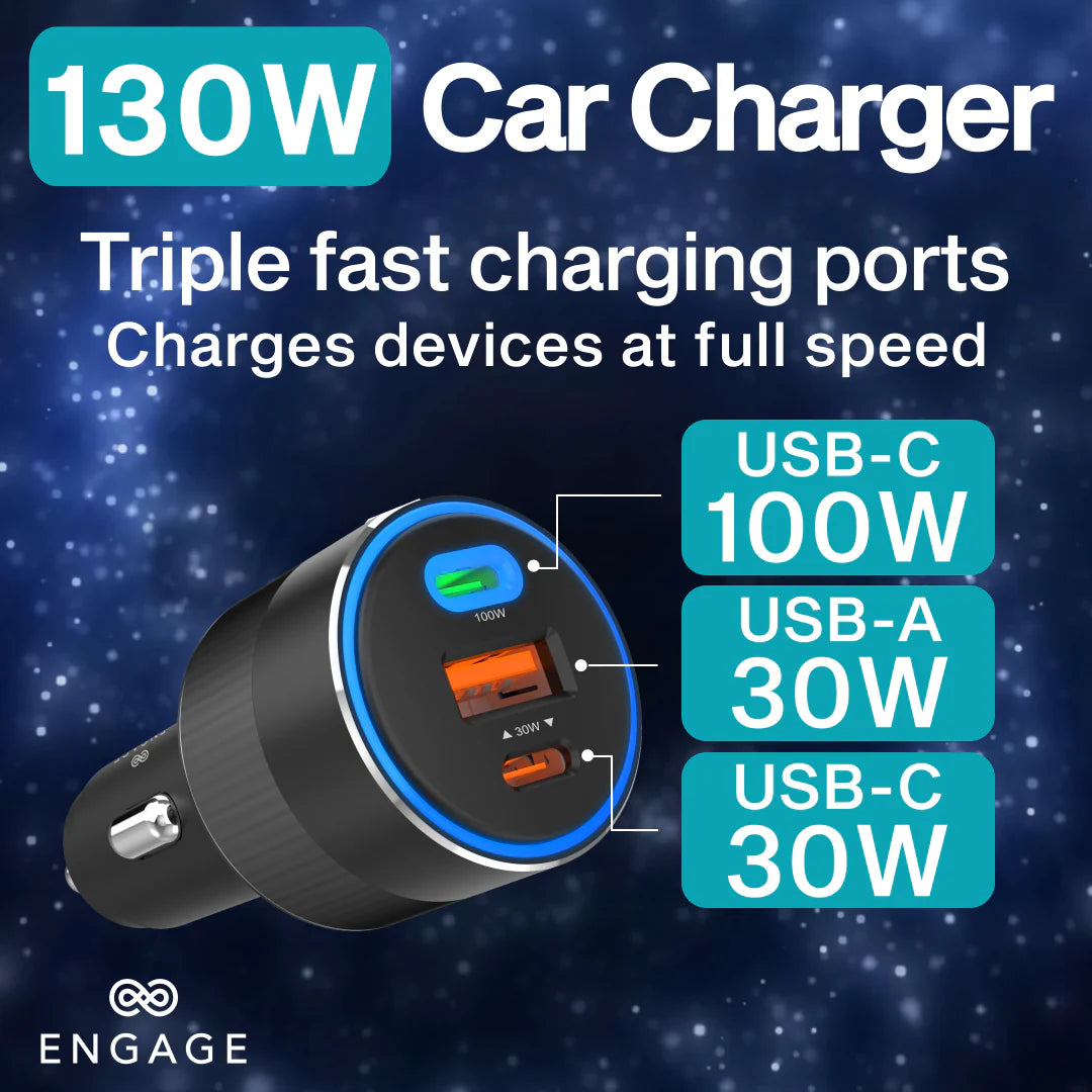 Engage, 3 Port Car Charger (130W)