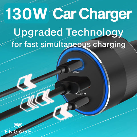 Engage, 3 Port Car Charger (130W)