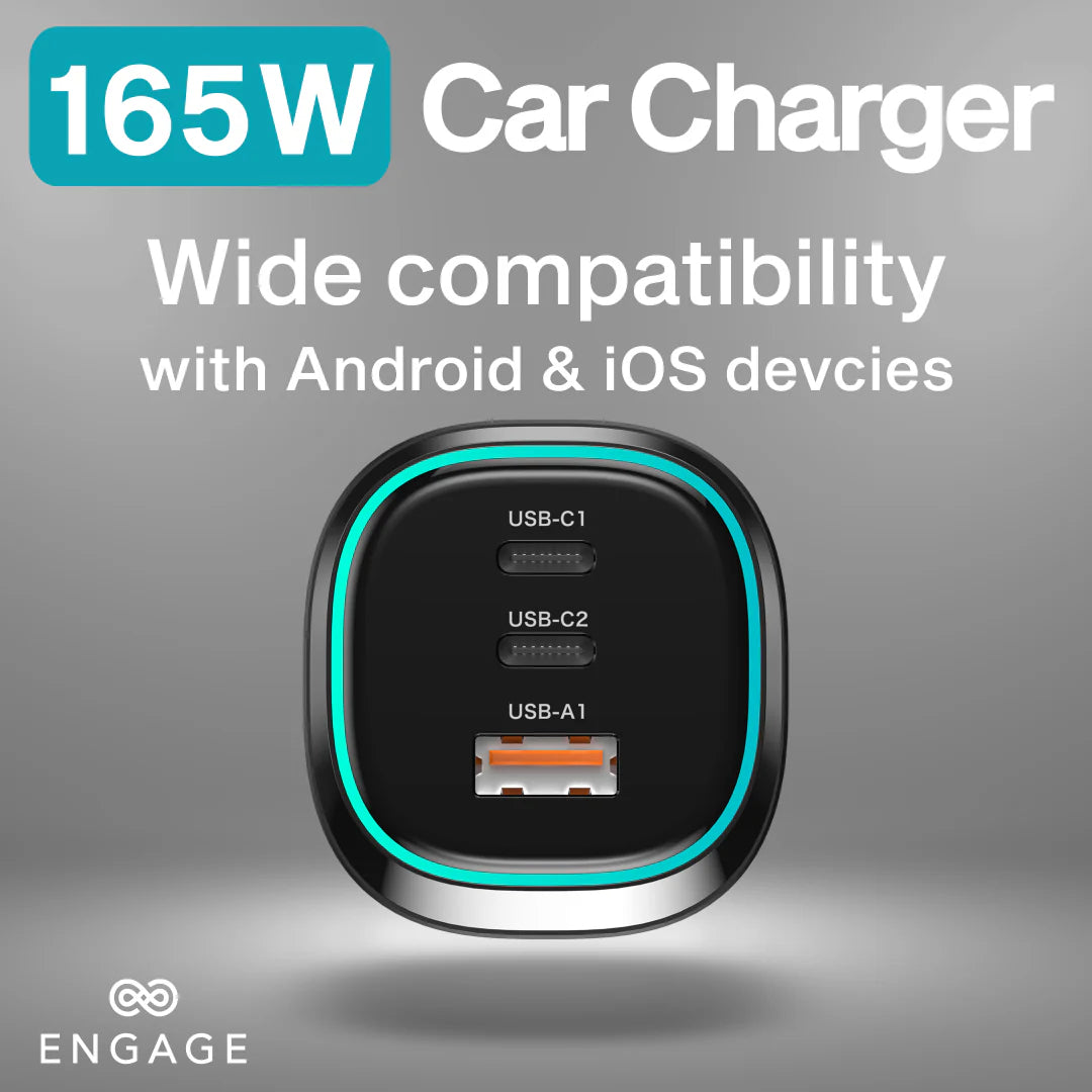 Engage, 3 Port USB-C Car Charger (165W)