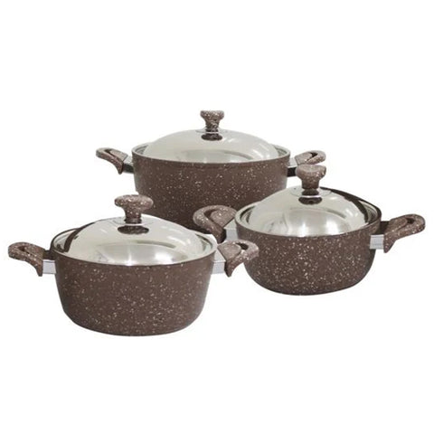 Saflon Non-Stick Aluminum Cookware Set – 20 cm, 24 cm, 28 cm