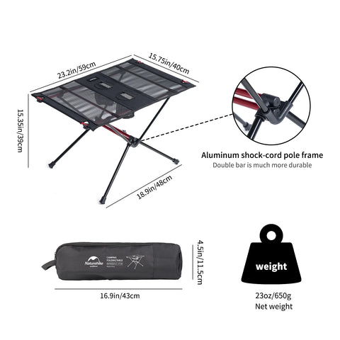 Naturehike FT07 Foldable Camping Table - Black