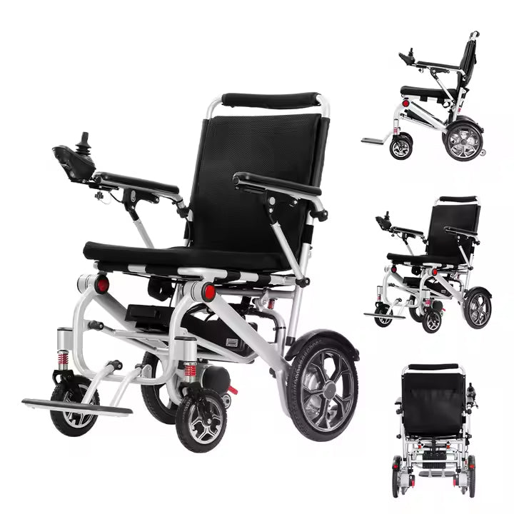Lightweight Folding Electric Wheelchair with Dual Motor, Compact - 130kg Load Capacity
