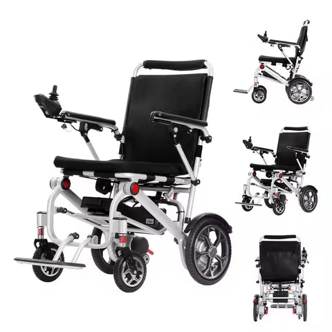 Lightweight Folding Electric Wheelchair with Dual Motor, Compact - 130kg Load Capacity