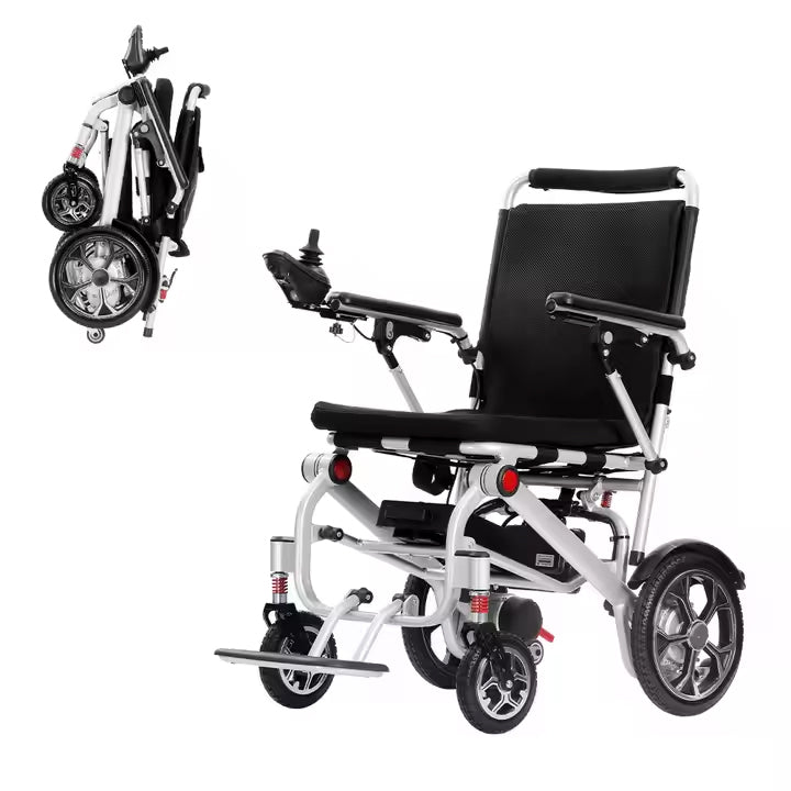 Lightweight Folding Electric Wheelchair with Dual Motor, Compact - 130kg Load Capacity
