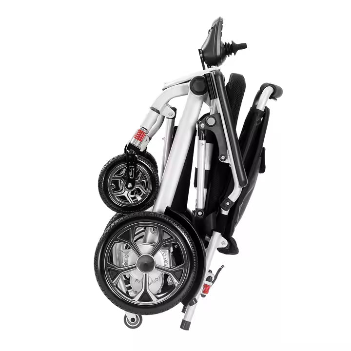 Lightweight Folding Electric Wheelchair with Dual Motor, Compact - 130kg Load Capacity