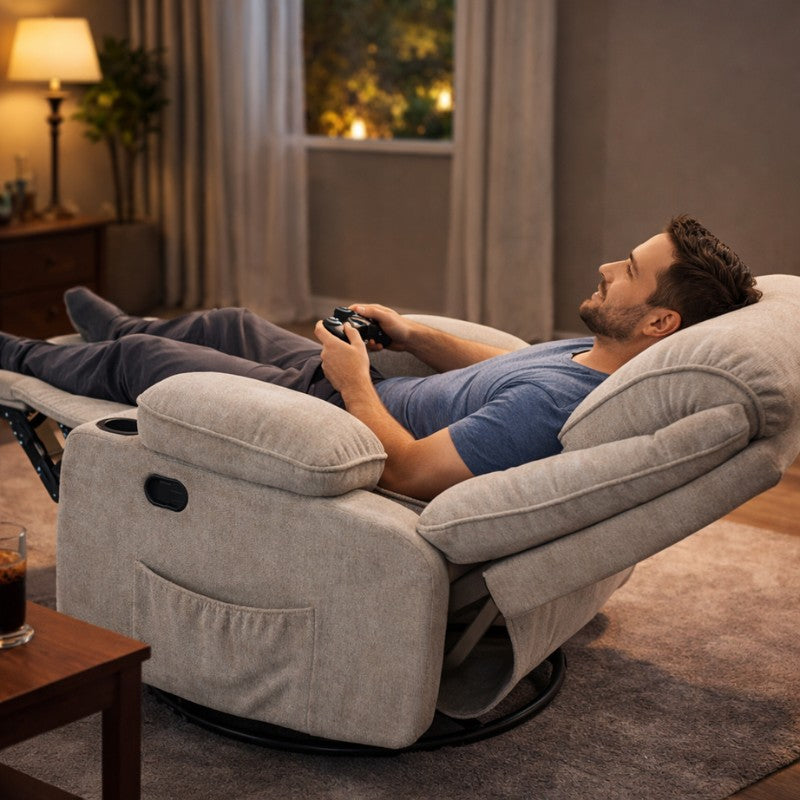 Black Bull Premium Sofa Swivel Rocker Recliner – Fabric