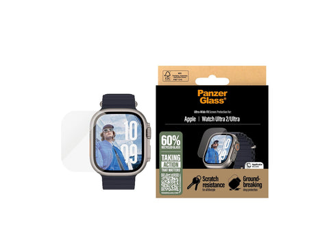PanzerGlass® Screen Protector Apple Watch Ultra | pple Watch Ultra 2 | Ultra-Wide Fit, Clear Flat Screen