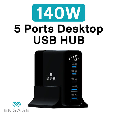Engage, 5-Port Desktop USB Hub/Charger (140W)