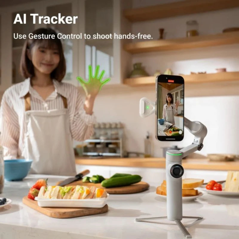 إنستا360 فلو 2 برو مثبت كاميرا مع حزمة AI Tracker – أبيض