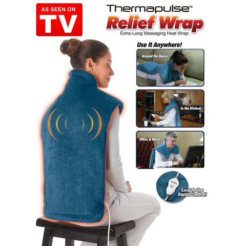 Thermapulse, Relief Wrap Massager with Padded Heating Technology, 2 Heat & 4 Massage Settings, Auto Shutdown