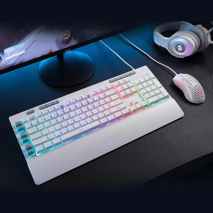 ريدراجون K512، لوحة مفاتيح ألعاب سلكية بغشاء وإضاءة خلفية RGB مع مفاتيح وسائط متعددة