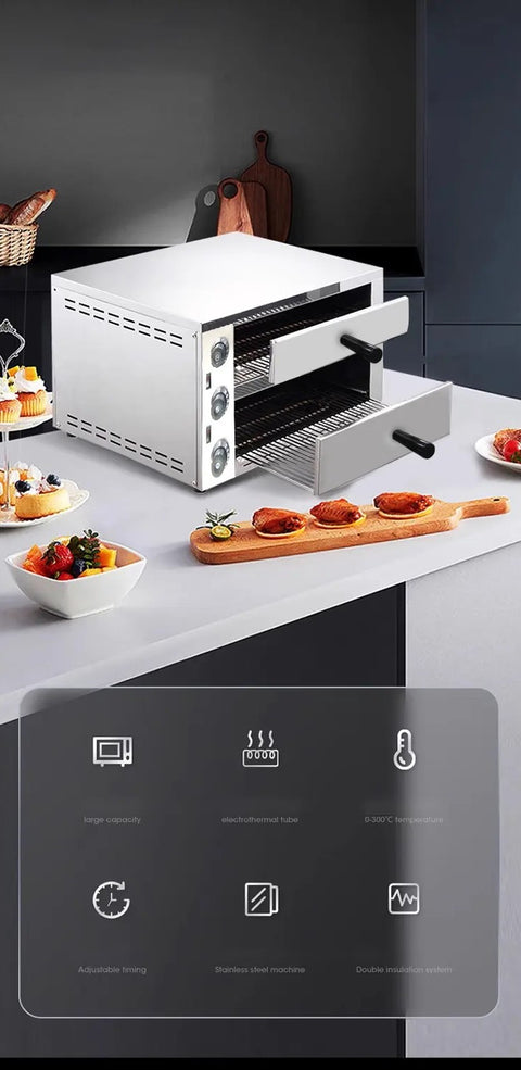 KKF, Double Tray Stainless Steel Electric Pizza Oven