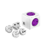 محول السفر PowerCube ReWirable USB – 4 مقابس AC ومنفذا USB مع مجموعة مقابس UK
