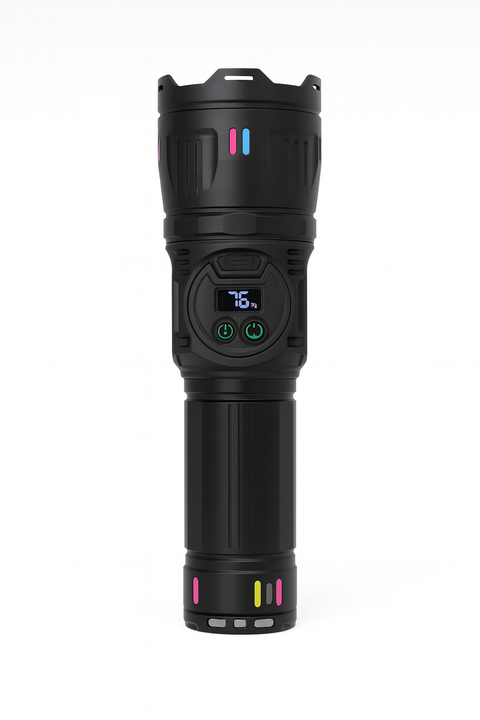 Multifunctional LED Emergency Flashlight with Built-in Bluetooth Speaker, 2000LM Bright Torch, 5400mAh Rechargeable Battery & Waterproof Design