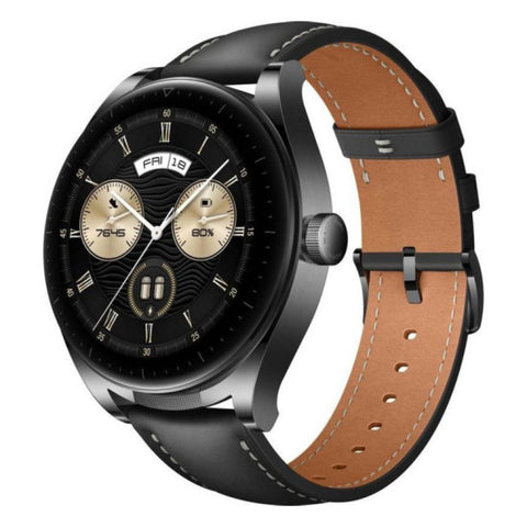 Huawei Watch Buds, Stainless Steel Body, Leather Strap - Black