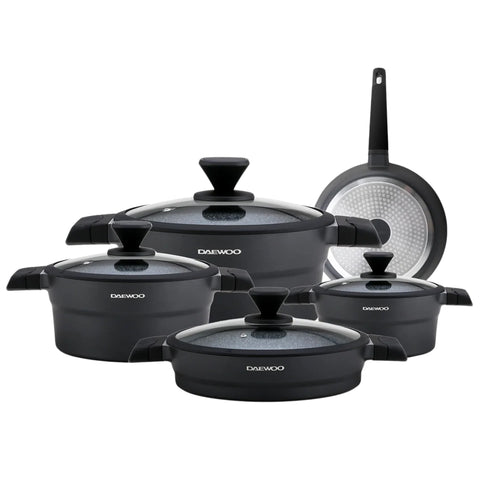 Daewoo X Series Non-Stick Granite Coating Cookware Set Of 9 - Black