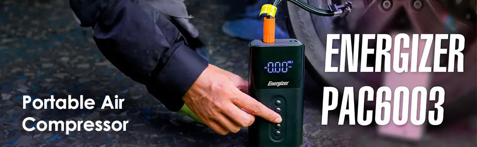 Energizer Portable Air Compressor- 4 Operational Modes, 6000 mAh- Power bank - Black