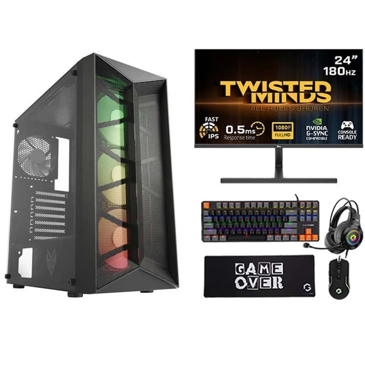 i5 GAMING PC, i5-12400F, RTX 3050 6GB, Windows 11 PRO with Twisted Minds Gaming Monitor and 4in1 Gaming Kit