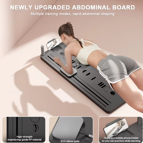 Black Bull Multi-Functional Foldable Pilates Reformer Abdominal Core Trainer with A B Roller Wheels for Workout Exercise