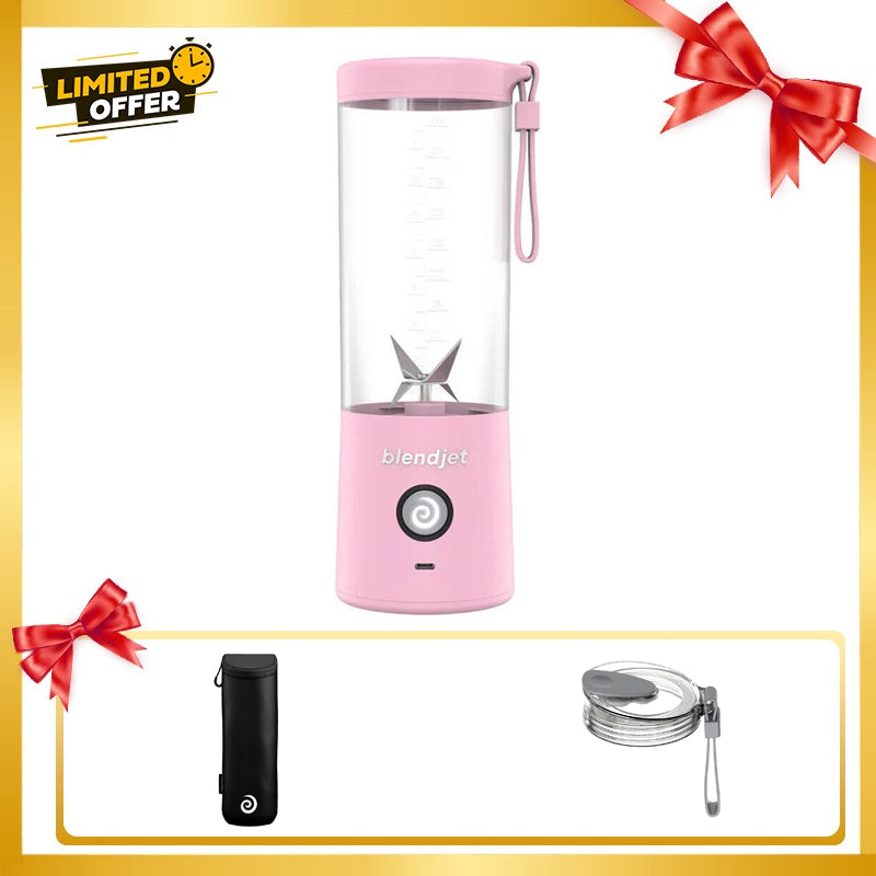 Blendjet V2 Portable Blender 475ml, USB-C Rechargeable with Jetsetter Sleeve and Drinking Lid Free - Blush