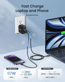 AOHI Magcube 67W Dual-Port GaN Charger Foldable PD Fast Charging USB-C USB-A Yellow Black