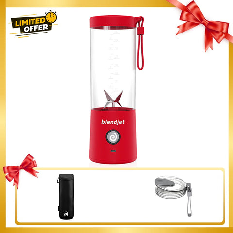 Blendjet V2 Portable Blender 475ml, USB-C Rechargeable with Jetsetter Sleeve and Drinking Lid Free - Red