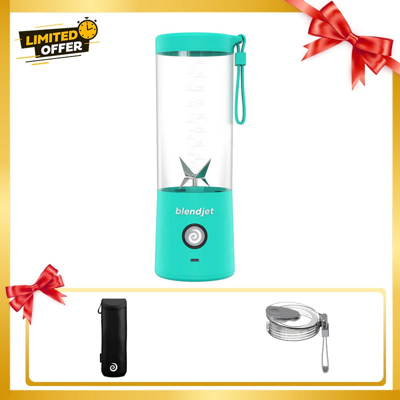 Blendjet V2 Portable Blender 475ml, USB-C Rechargeable with Jetsetter Sleeve and Drinking Lid Free - Mint