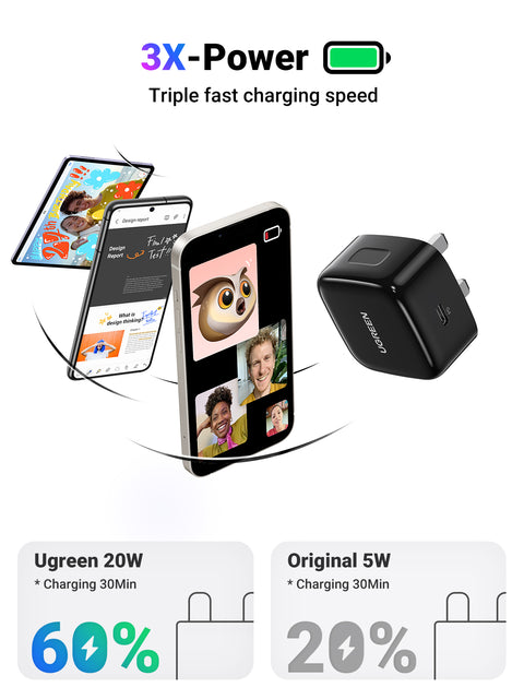 UGREEN PD20W Fast Charger Black UK CD137