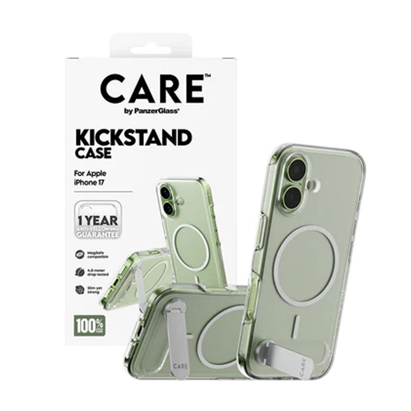 Care by PanzerGlass Feature Case Transparent w. Kickstand & MagSafe iPhone 17, 17 Air, 17 Pro, 17 Pro Max
