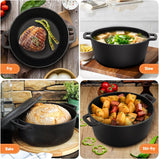 Westinghouse 5-Quart Pre-Seasoned Cast Iron Dutch Oven with 10.25-Inch Skillet Lid – Black