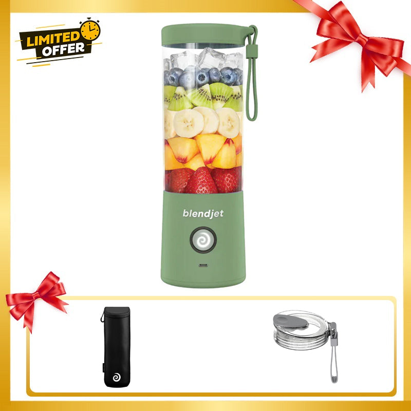 Blendjet V2 Portable Blender 475ml, USB-C Rechargeable with Jetsetter Sleeve and Drinking Lid Free - Sea Glass