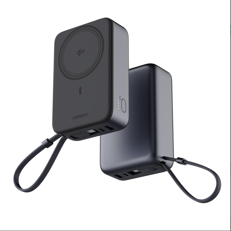UGREEN Magnetic Wireless Power Bank 20000mAh 30W USB-C + 15W Qi2 – Space Gray