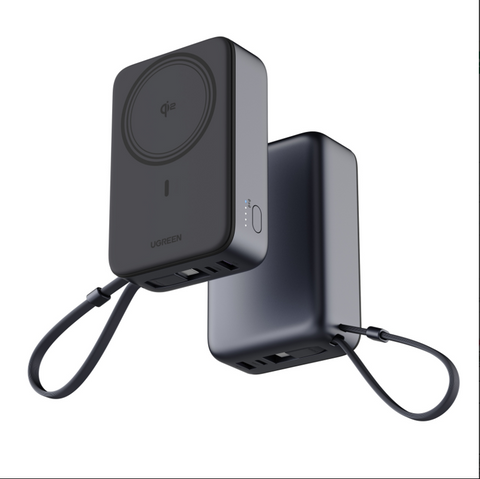 UGREEN Magnetic Wireless Power Bank 20000mAh 30W USB-C + 15W Qi2 – Space Gray