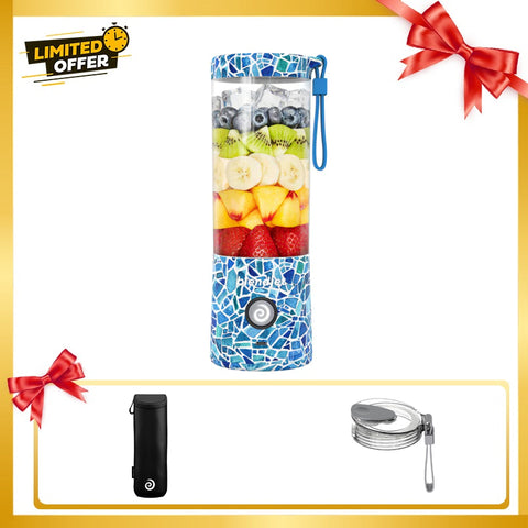 Blendjet V2 Portable Blender 475ml, USB-C Rechargeable with Jetsetter Sleeve and Drinking Lid Free - Mosaic
