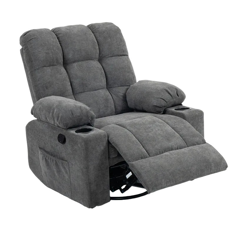 Black Bull Premium Sofa Swivel Rocker Recliner Fabric - Dark Grey