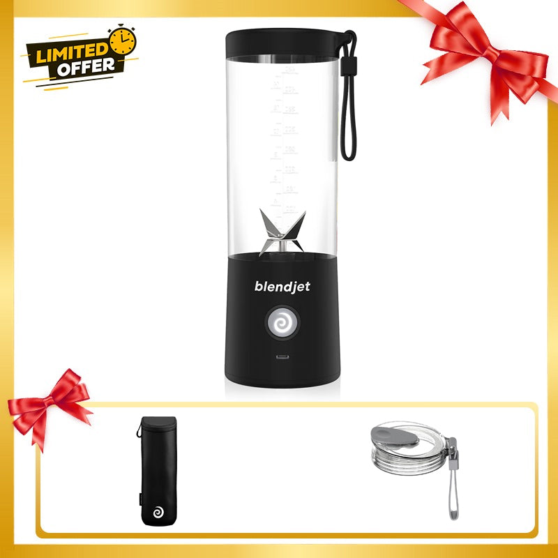 Blendjet V2 Portable Blender 475ml, USB-C Rechargeable with Jetsetter Sleeve and Drinking Lid Free - Black