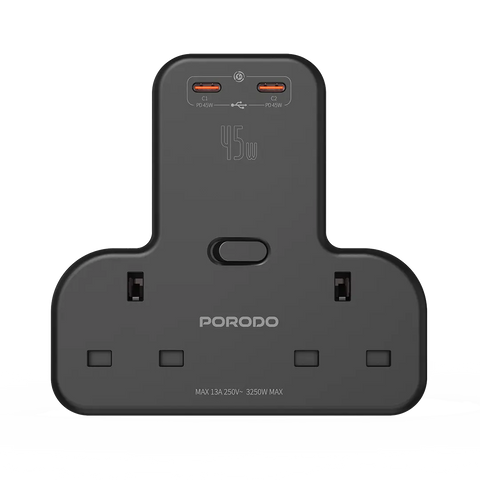 Porodo Multi-Port Wall Socket - Black