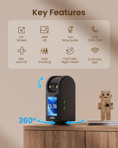 ZOSI 4.0MP INDOOR 2 WAY VIDEO CALLING CAMERA