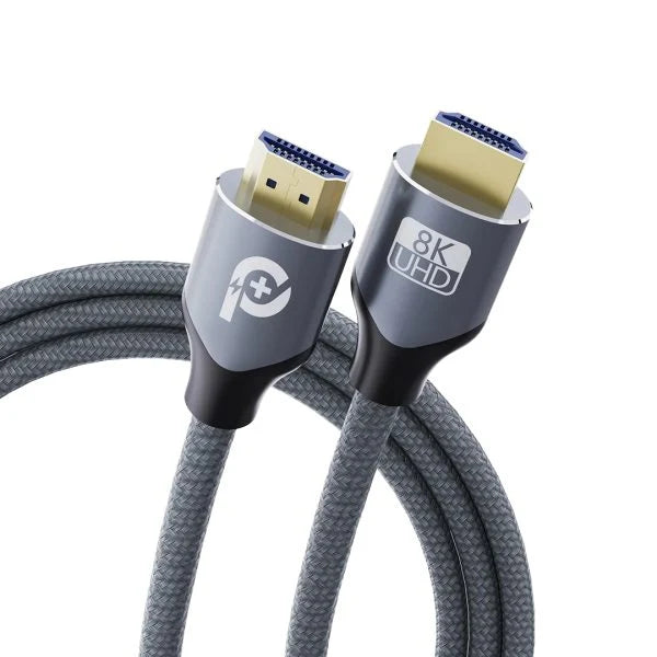 كابل Powero+ Visual HDMI إلى HDMI بدقة 8K ومضفّر بطول 3m - رمادي
