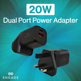 Engage, Dual Port Fast Adapter/Charger (20W) with Interchangeable Adapter