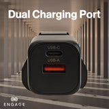 Engage, Dual Port Fast Adapter/Charger (20W) with Interchangeable Adapter