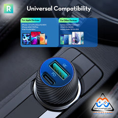 شاحن سيارة RAVPower 44 واط + 1 متر كومبو RP-VC031 - أسود 