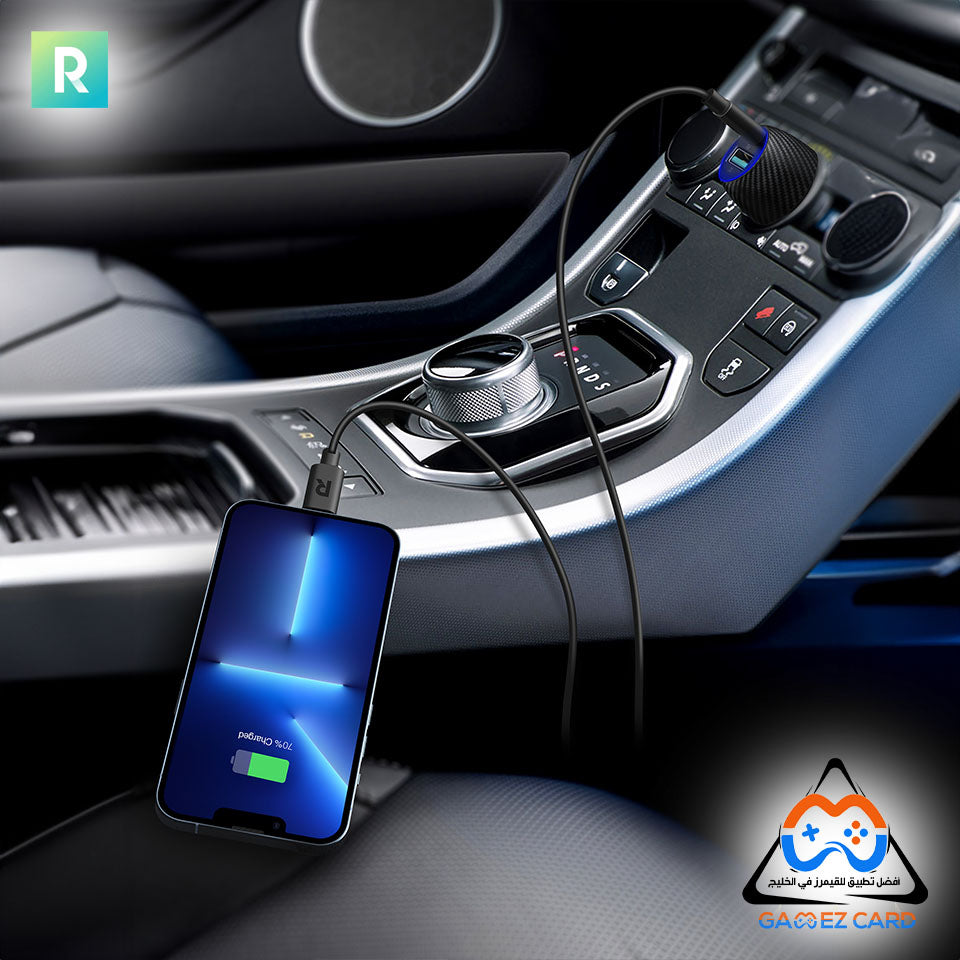 شاحن سيارة RAVPower 44 واط + 1 متر كومبو RP-VC031 - أسود 